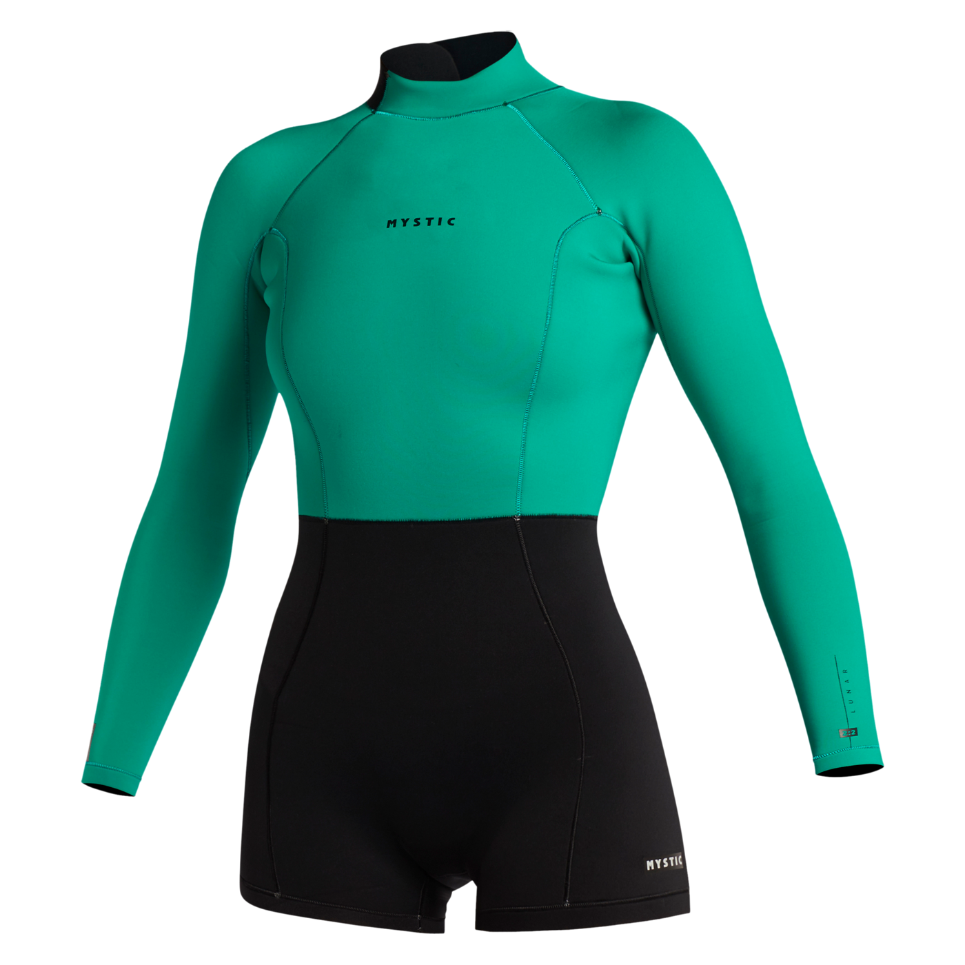 Mystic - Lunar Longarm Shorty 2/2mm Bzip Women - Black/Green - 2024