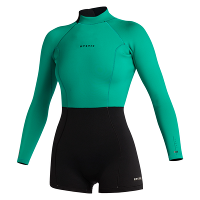 Mystic - Lunar Longarm Shorty 2/2mm Bzip Women - Black/Green - 2024