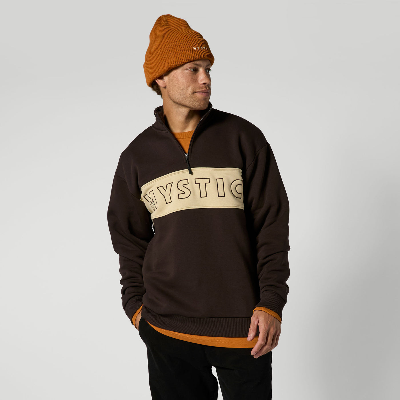Mystic - Slate Half Zip Sweat - Dark Brown - 2026